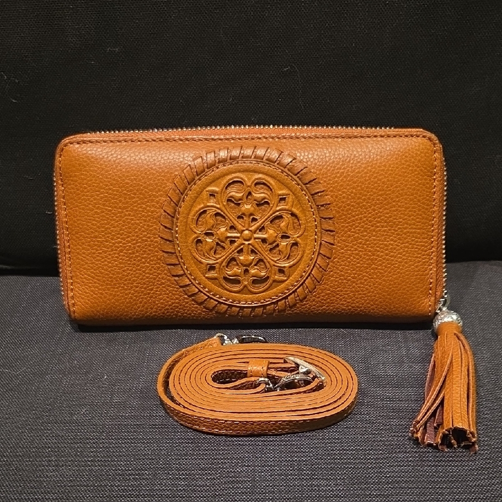 Brighton Tan Leather Wallet with Tassel
